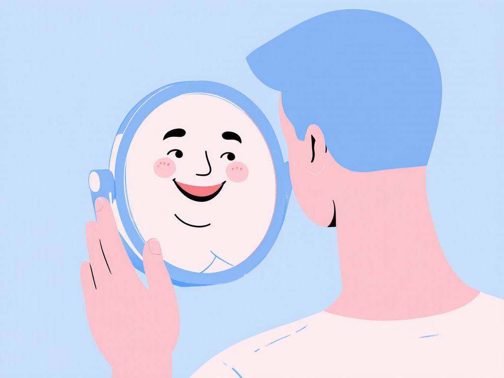 Person smiling at their reflection representing overcoming attachment anxiety and finding healthy relationships